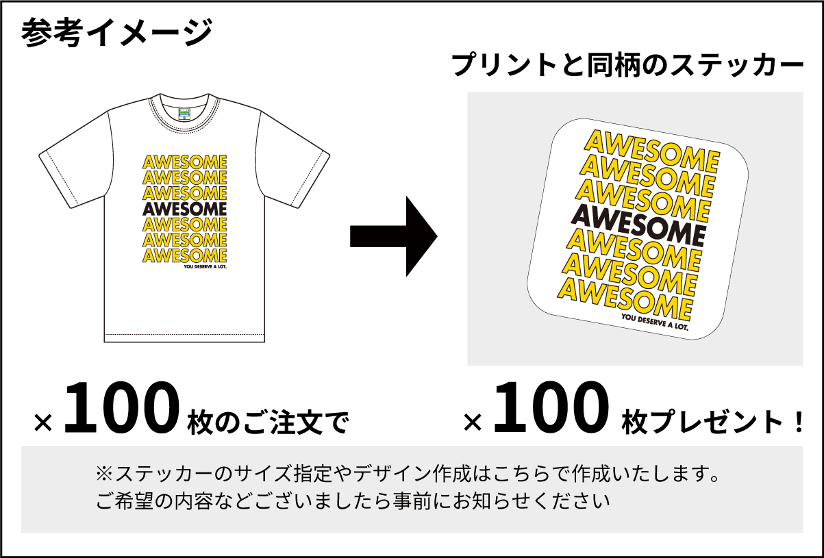 ご注文枚数分ステッカープレゼントの説明
