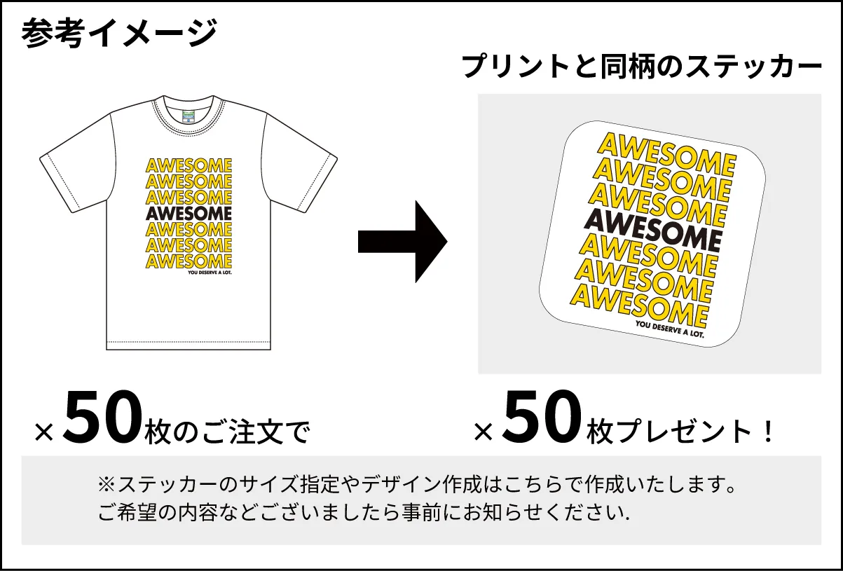 ご注文枚数分ステッカープレゼントの説明