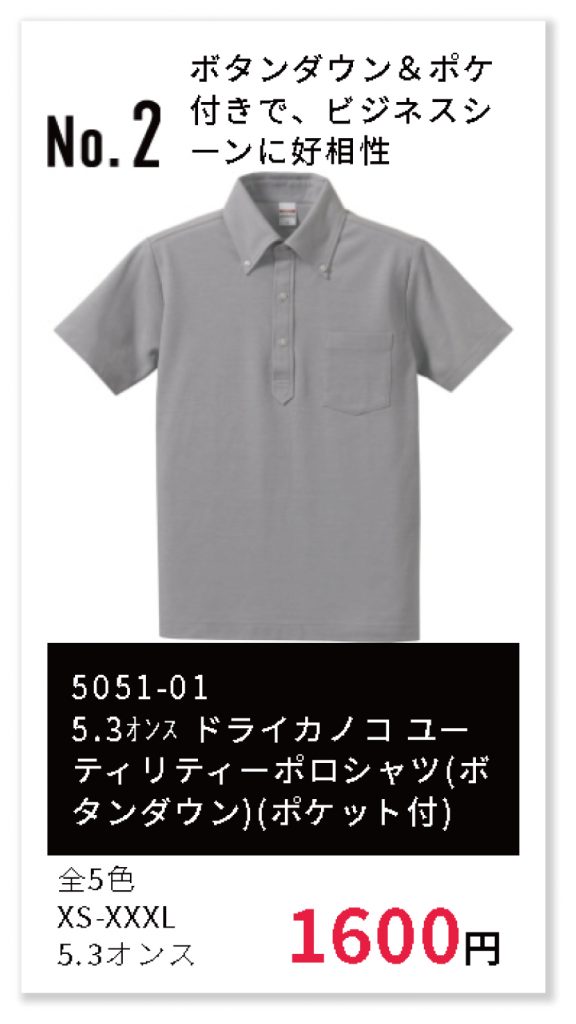ボダンダウンポロ２位