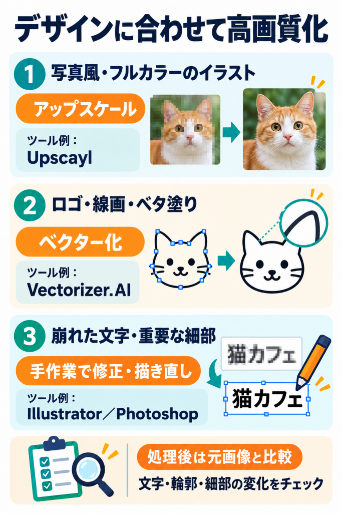 デザイン別・高画質化3ステップ